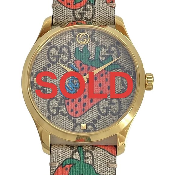 GUCCI - Beige Red Multi Women's Wrist Watch 443-060625 - Picture 1 of 5